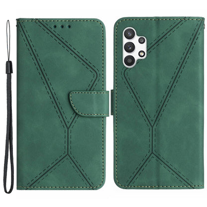 HT05 For Samsung Galaxy A13 4G Phone Leather Case Imprinted Line Wallet Stand Phone Cover