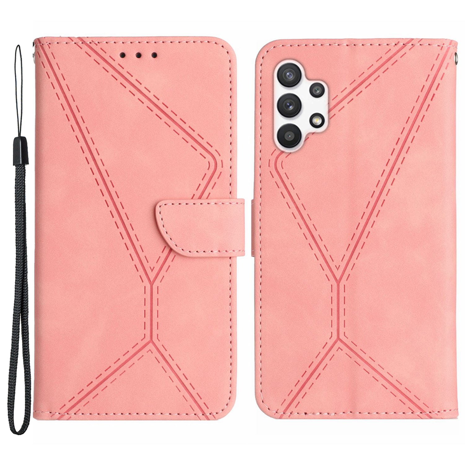 HT05 For Samsung Galaxy A13 4G Phone Leather Case Imprinted Line Wallet Stand Phone Cover