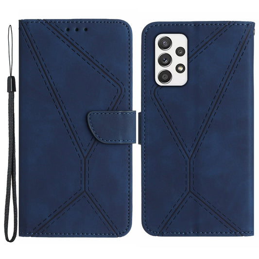 HT05 Phone Flip Case for Samsung Galaxy A53 5G Leather Cover Skin-touch Wallet Shell with Strap