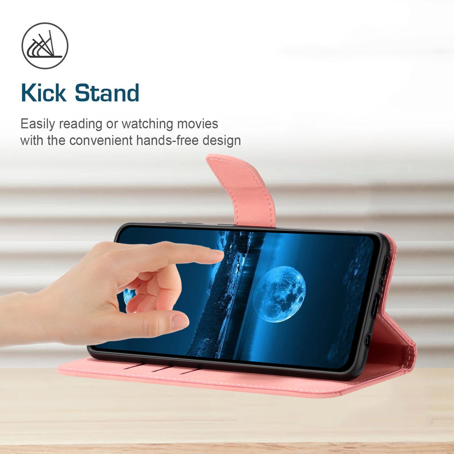 HT05 Phone Flip Case for Samsung Galaxy A53 5G Leather Cover Skin-touch Wallet Shell with Strap