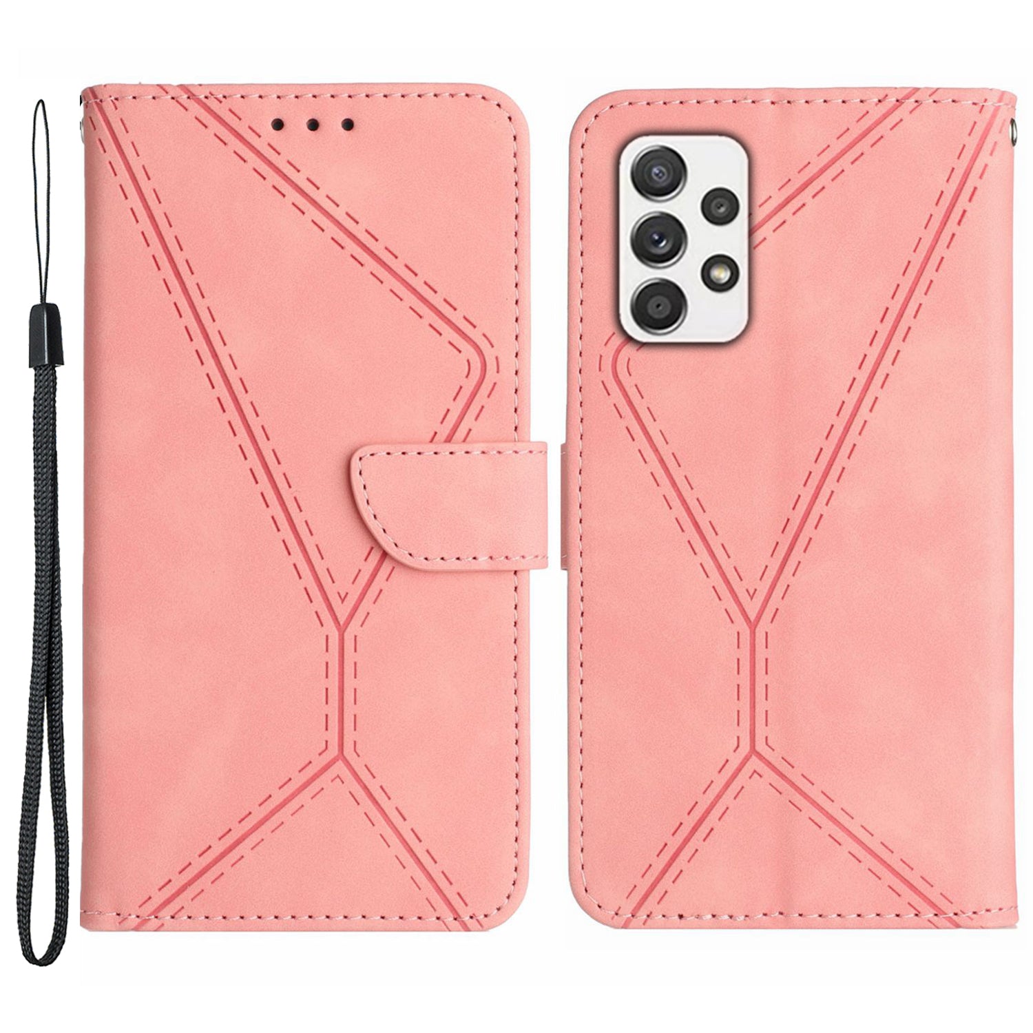 For Samsung Galaxy A52 4G / A52 5G / A52s 5G PU Leather Case HT05 Skin-touch Wallet Phone Shell with Strap