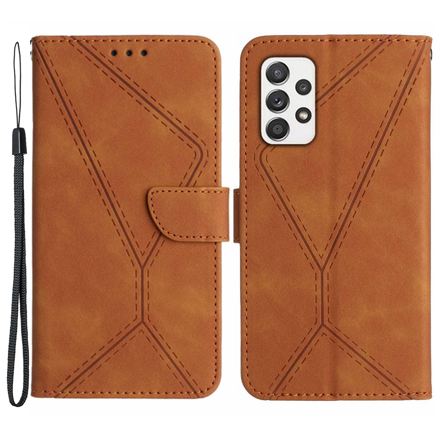 For Samsung Galaxy A52 4G / A52 5G / A52s 5G PU Leather Case HT05 Skin-touch Wallet Phone Shell with Strap