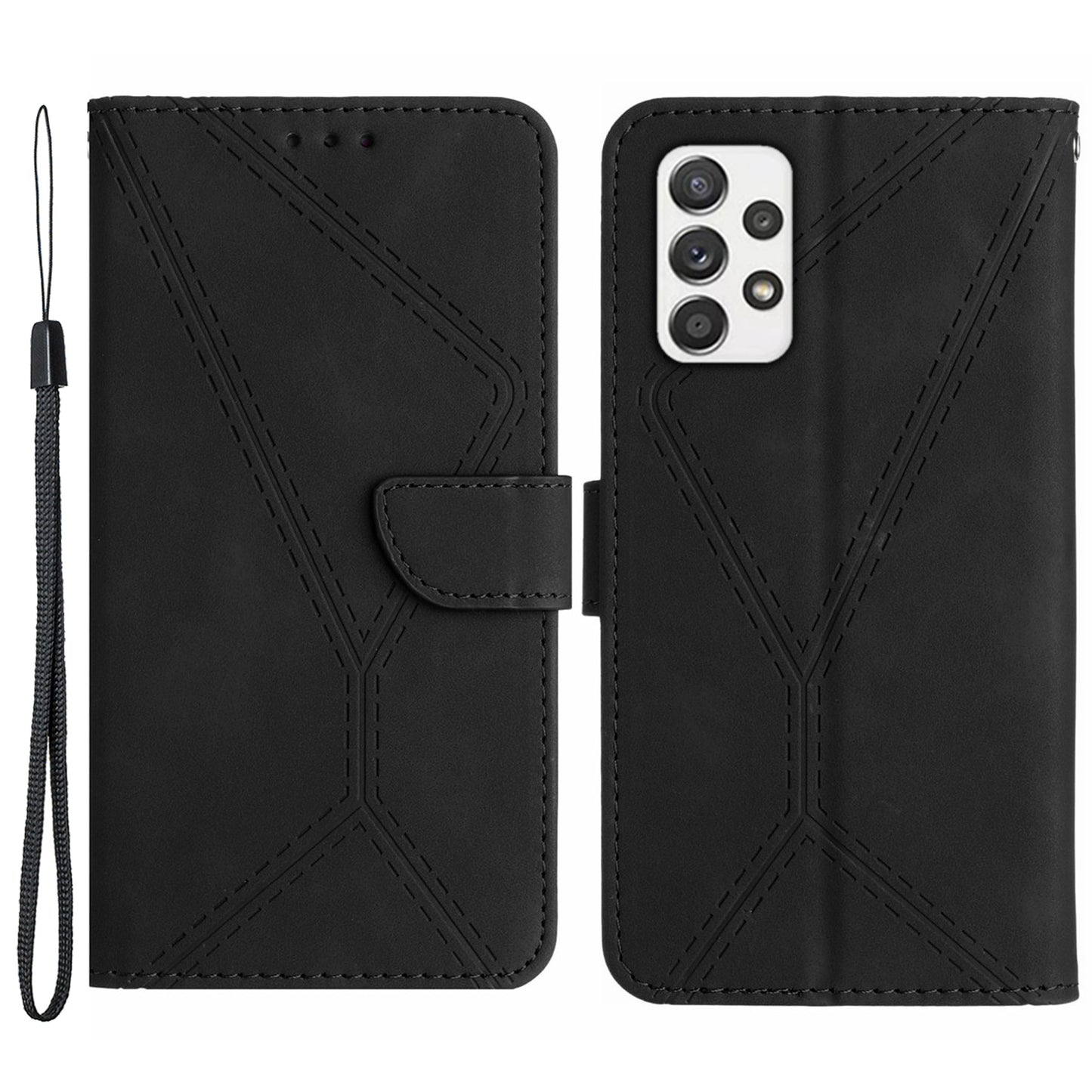 For Samsung Galaxy A52 4G / A52 5G / A52s 5G PU Leather Case HT05 Skin-touch Wallet Phone Shell with Strap
