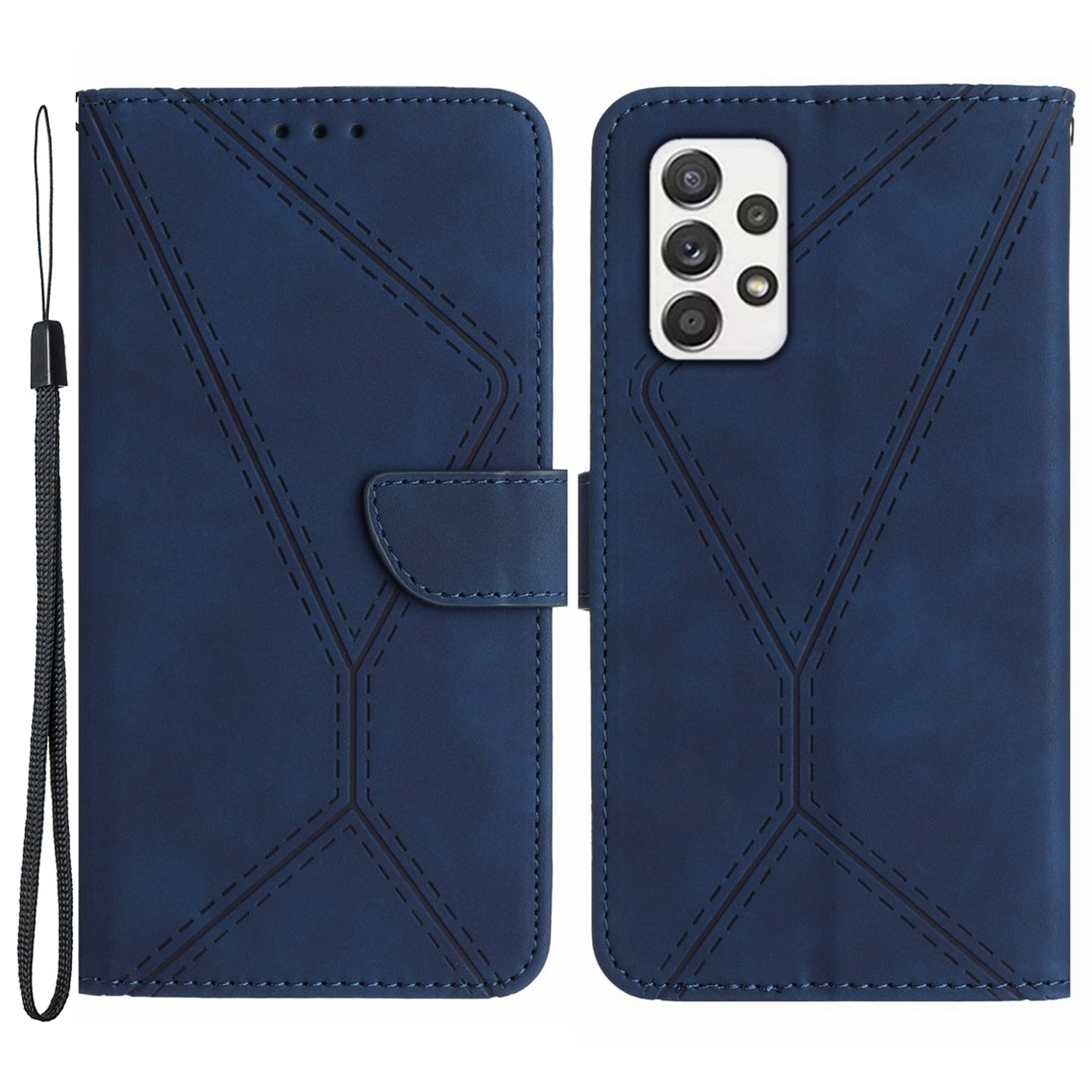 For Samsung Galaxy A52 4G / A52 5G / A52s 5G PU Leather Case HT05 Skin-touch Wallet Phone Shell with Strap