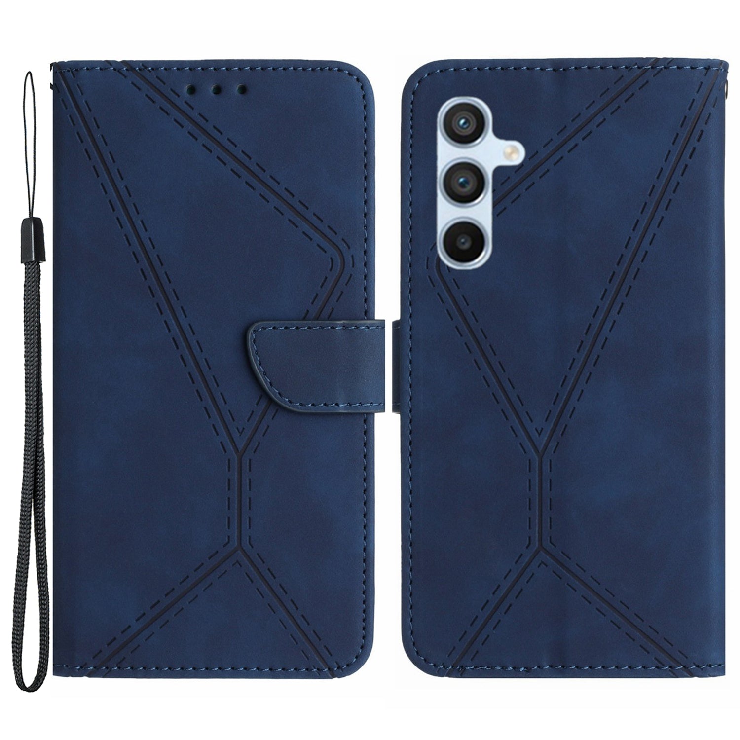 HT05 Wallet Phone Case for Samsung Galaxy A34 5G PU Leather Case Skin-touch Phone Shell with Strap