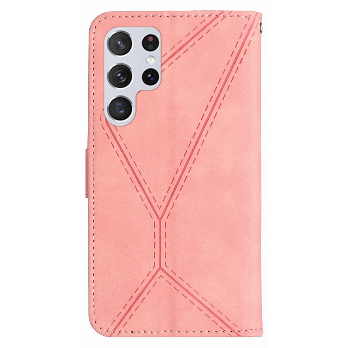 HT05 PU Leather Flip Cover for Samsung Galaxy S22 Ultra 5G Wallet Phone Case Skin-touch Phone Cover with Strap