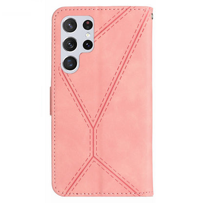 HT05 PU Leather Flip Cover for Samsung Galaxy S22 Ultra 5G Wallet Phone Case Skin-touch Phone Cover with Strap