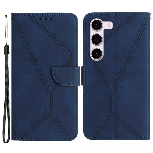 HT05 Shockproof Phone Case for Samsung Galaxy S23 Skin-touch PU Leather Wallet Cover with Strap