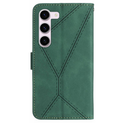 HT05 Shockproof Phone Case for Samsung Galaxy S23 Skin-touch PU Leather Wallet Cover with Strap