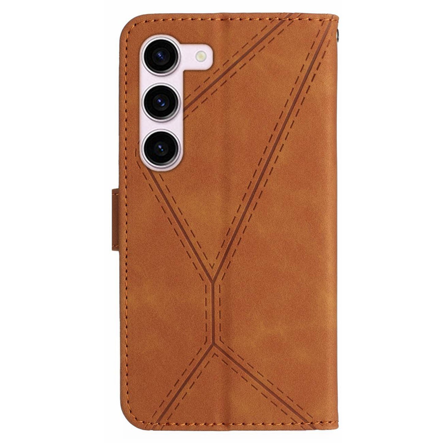 HT05 Shockproof Phone Case for Samsung Galaxy S23 Skin-touch PU Leather Wallet Cover with Strap