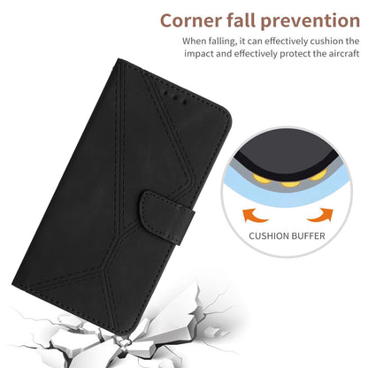 HT05 Shockproof Phone Case for Samsung Galaxy S23 Skin-touch PU Leather Wallet Cover with Strap