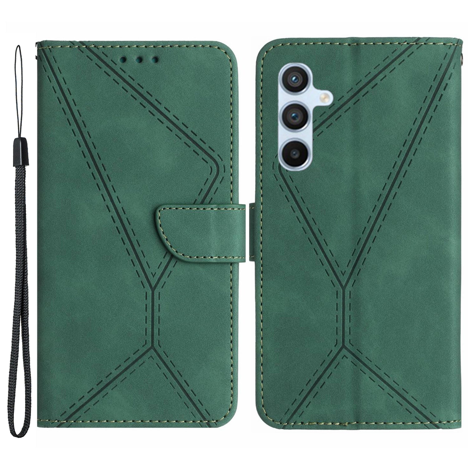 HT05 Skin-touch PU Leather Cover for Samsung Galaxy M54 5G / F54 5G Anti-Drop Wallet Phone Case with Strap