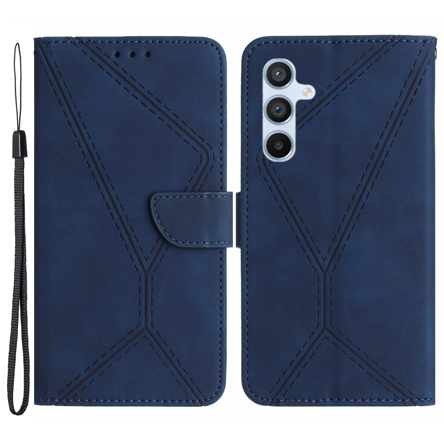 HT05 Skin-touch PU Leather Cover for Samsung Galaxy M54 5G / F54 5G Anti-Drop Wallet Phone Case with Strap