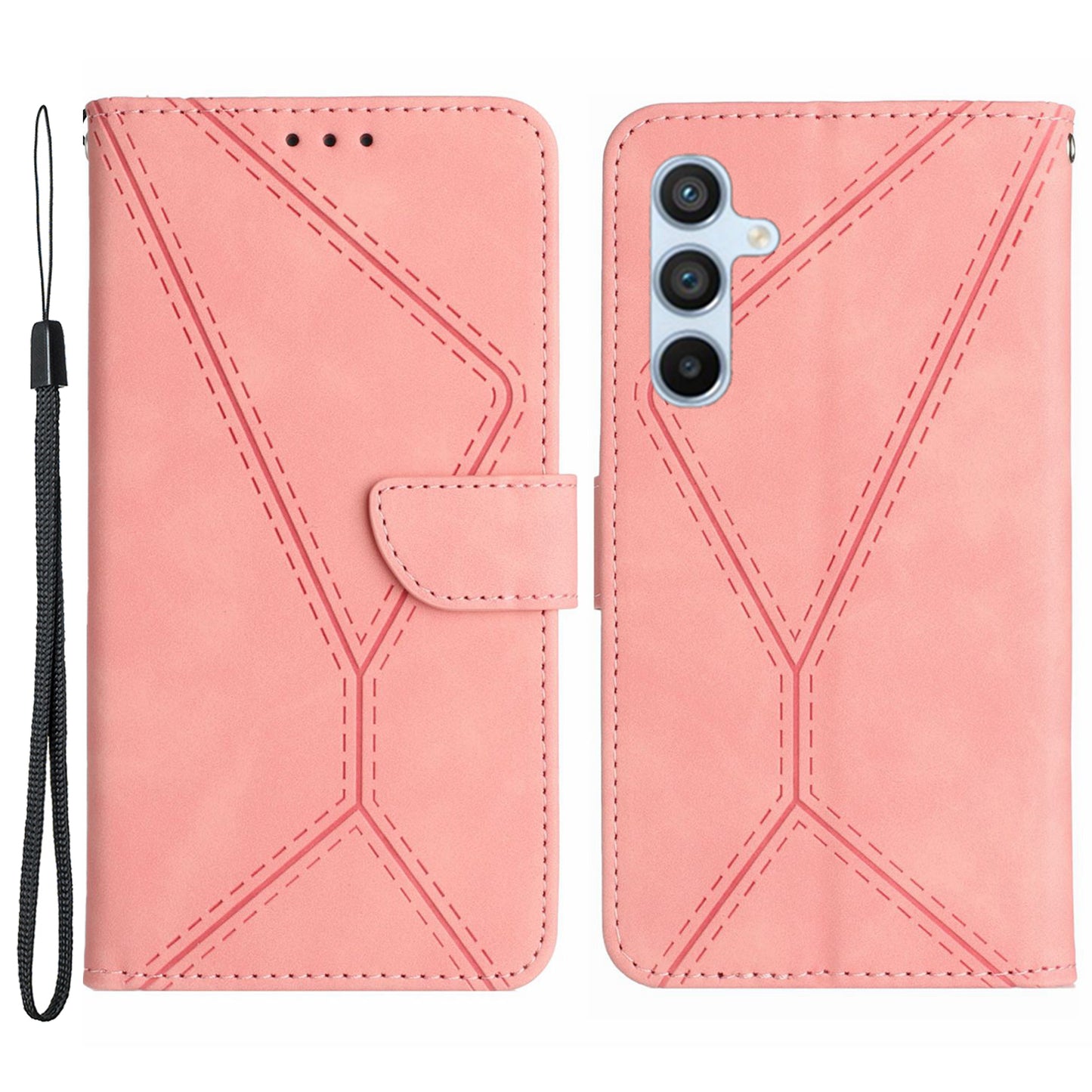 HT05 Skin-touch PU Leather Cover for Samsung Galaxy M54 5G / F54 5G Anti-Drop Wallet Phone Case with Strap
