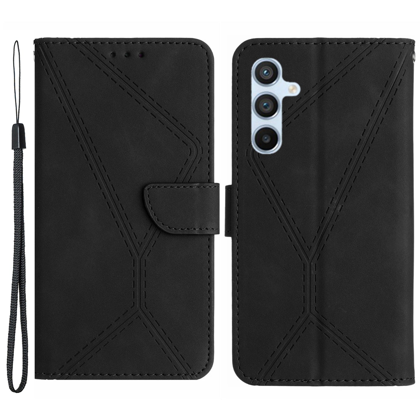 HT05 Skin-touch PU Leather Cover for Samsung Galaxy M54 5G / F54 5G Anti-Drop Wallet Phone Case with Strap