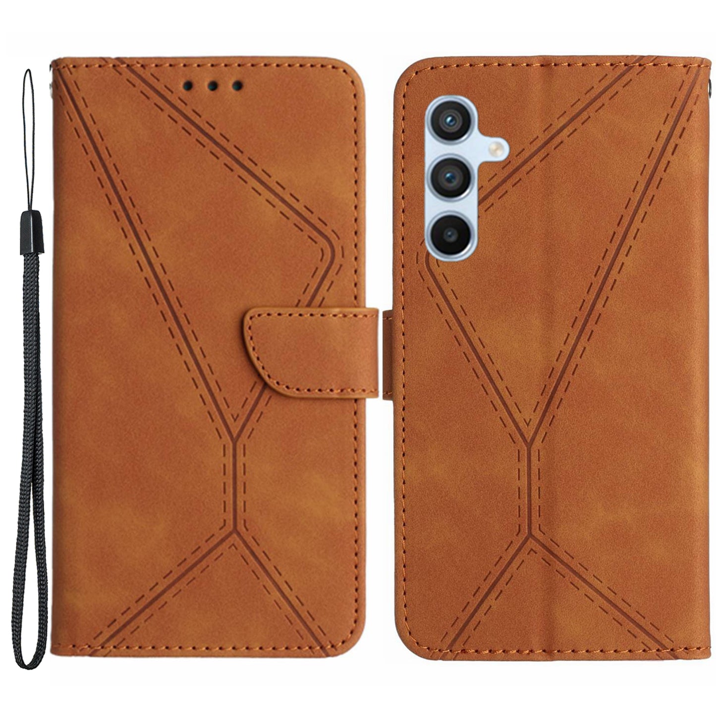 HT05 Skin-touch PU Leather Cover for Samsung Galaxy M54 5G / F54 5G Anti-Drop Wallet Phone Case with Strap