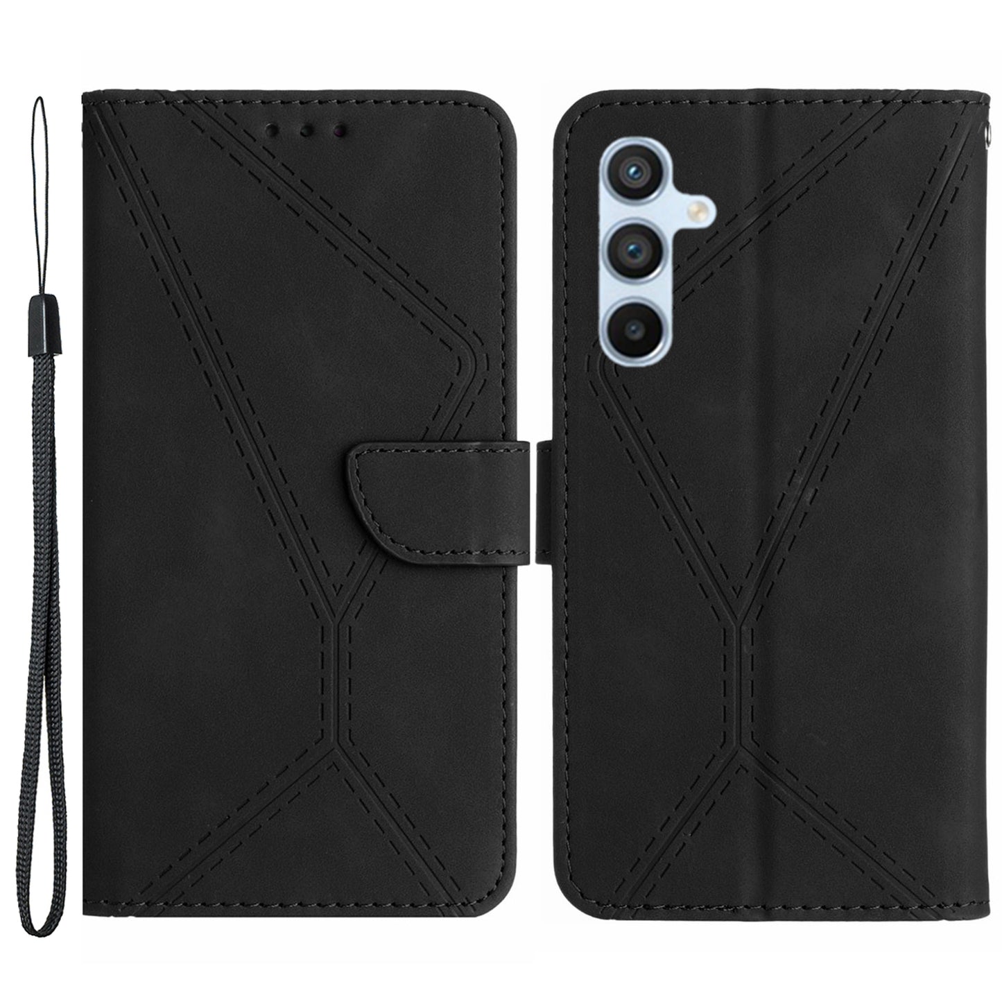 For Samsung Galaxy A14 5G / A14 4G Phone Case HT05 Skin-touch Anti-Drop PU Leather Cover with Wallet, Strap