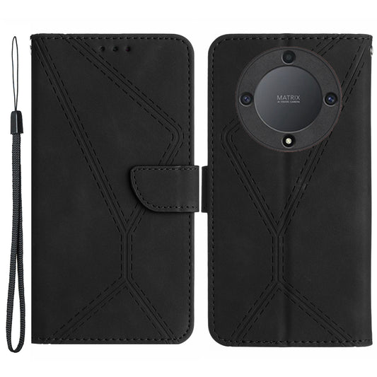 For Honor Magic5 Lite 5G / X9a 5G Anti-Drop Phone Case HT05 Skin-touch PU Leather Wallet Cover with Strap