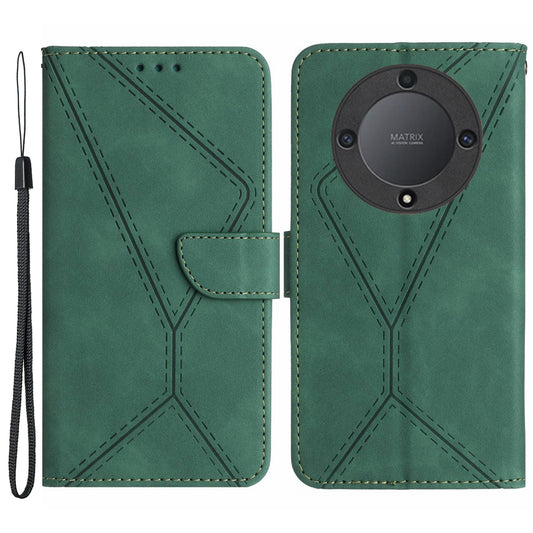 For Honor Magic5 Lite 5G / X9a 5G Anti-Drop Phone Case HT05 Skin-touch PU Leather Wallet Cover with Strap