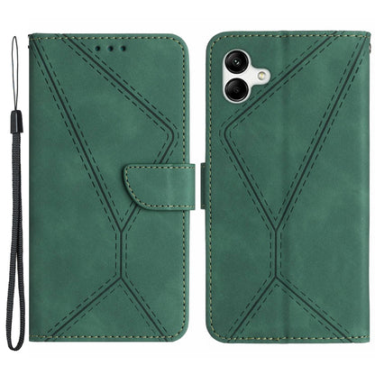 HT05 Imprinted Line Phone Case for Samsung Galaxy A04e 4G / M04 4G / F04 4G Wallet Stand Skin-touch PU Leather Cover