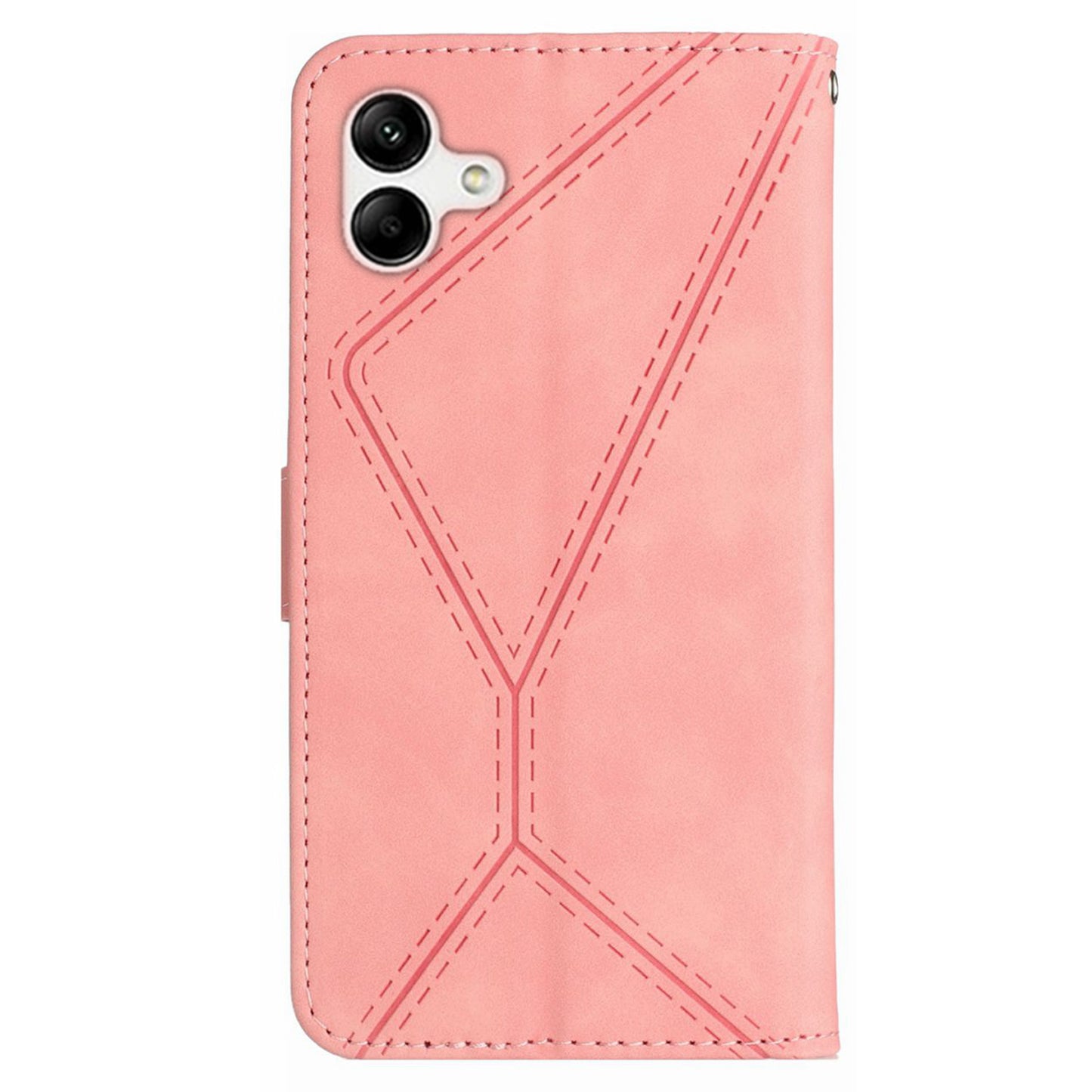HT05 Imprinted Line Phone Case for Samsung Galaxy A04e 4G / M04 4G / F04 4G Wallet Stand Skin-touch PU Leather Cover