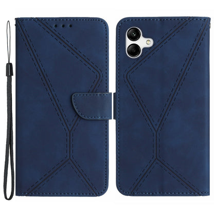 HT05 Imprinted Line Phone Case for Samsung Galaxy A04e 4G / M04 4G / F04 4G Wallet Stand Skin-touch PU Leather Cover