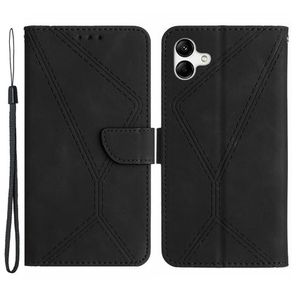 HT05 Imprinted Line Phone Case for Samsung Galaxy A04e 4G / M04 4G / F04 4G Wallet Stand Skin-touch PU Leather Cover