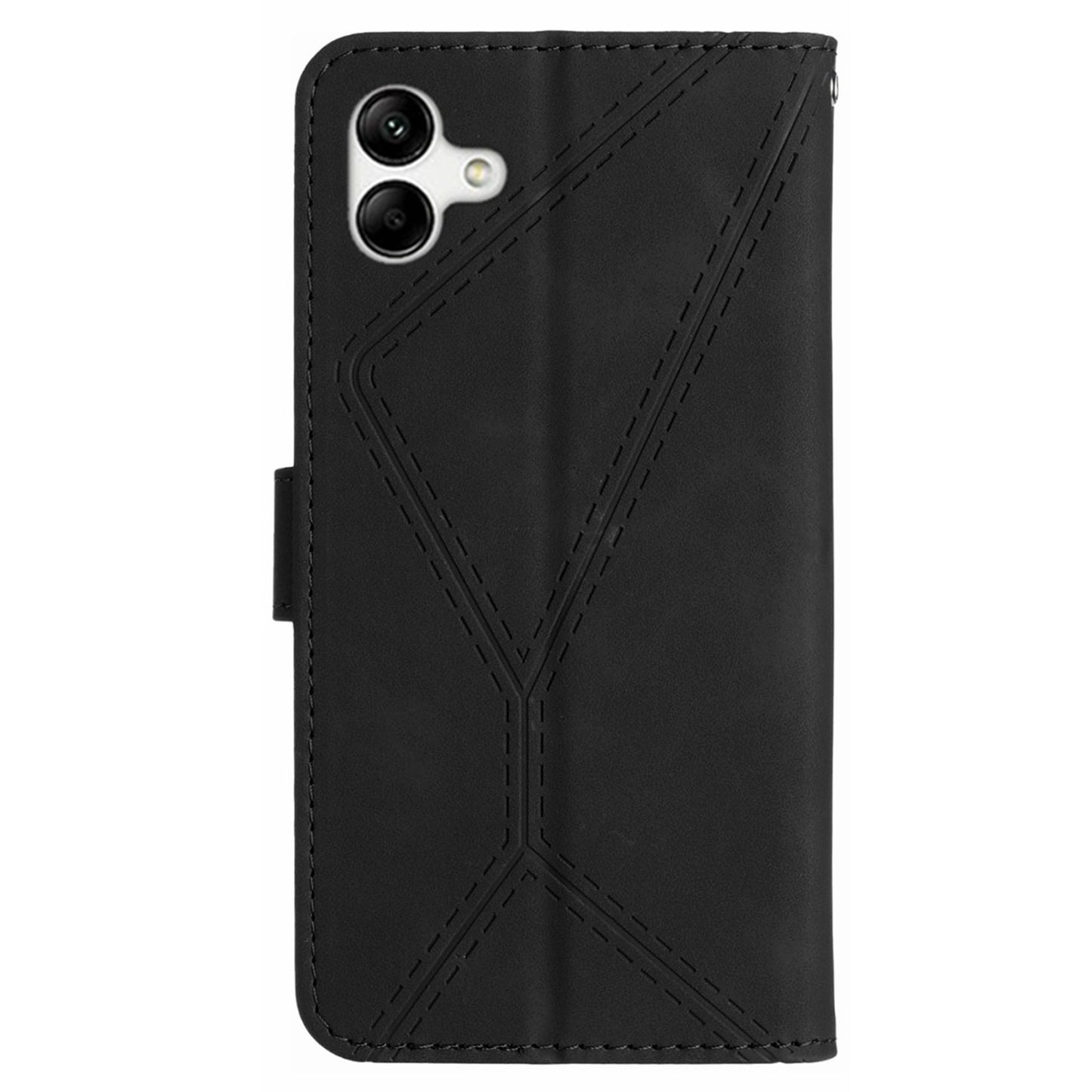 HT05 Imprinted Line Phone Case for Samsung Galaxy A04e 4G / M04 4G / F04 4G Wallet Stand Skin-touch PU Leather Cover