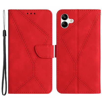 HT05 Imprinted Line Phone Case for Samsung Galaxy A04e 4G / M04 4G / F04 4G Wallet Stand Skin-touch PU Leather Cover