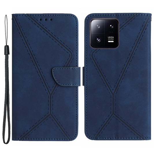 HT05 Skin-touch Phone Case for Xiaomi 13 Pro 5G PU Leather Flip Cover Anti-Drop Wallet Phone Shell with Strap