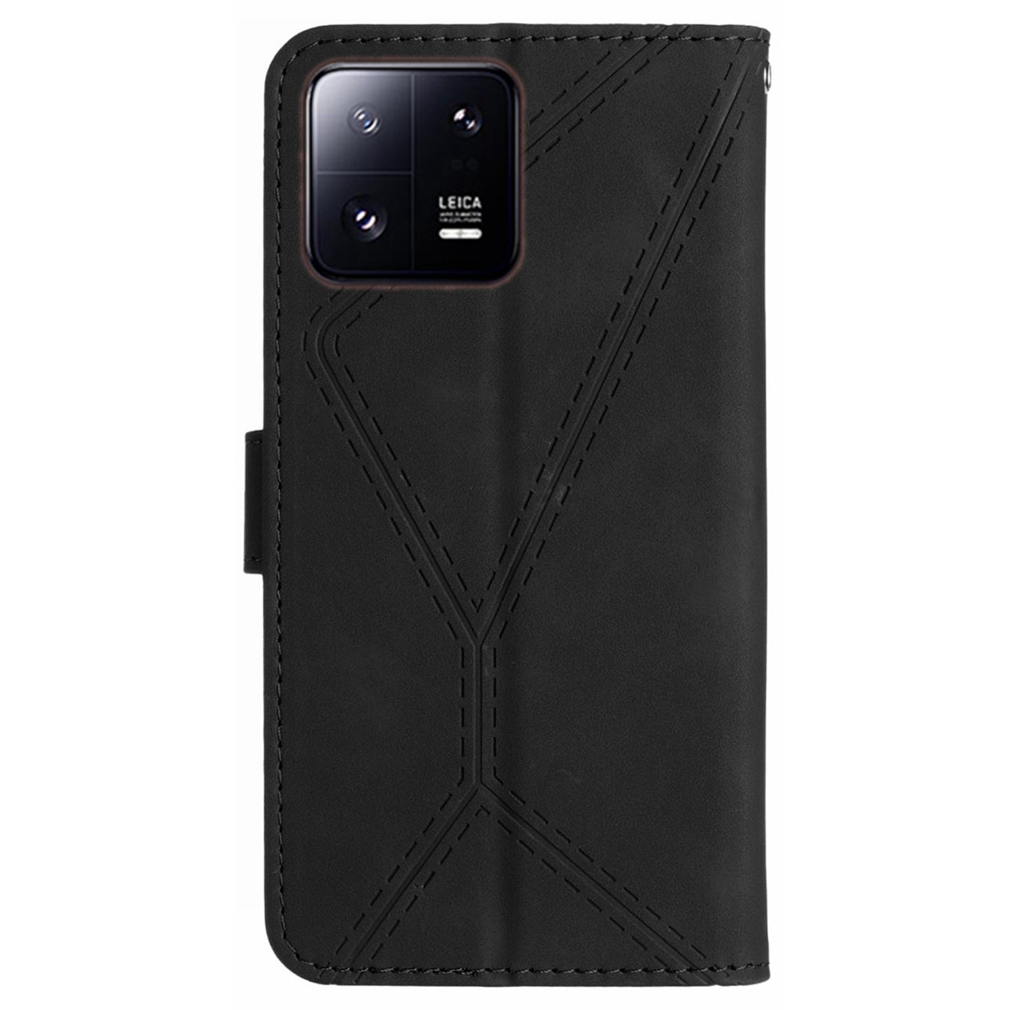 HT05 Skin-touch Phone Case for Xiaomi 13 Pro 5G PU Leather Flip Cover Anti-Drop Wallet Phone Shell with Strap