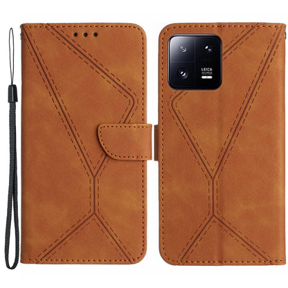 HT05 Skin-touch Phone Case for Xiaomi 13 Pro 5G PU Leather Flip Cover Anti-Drop Wallet Phone Shell with Strap