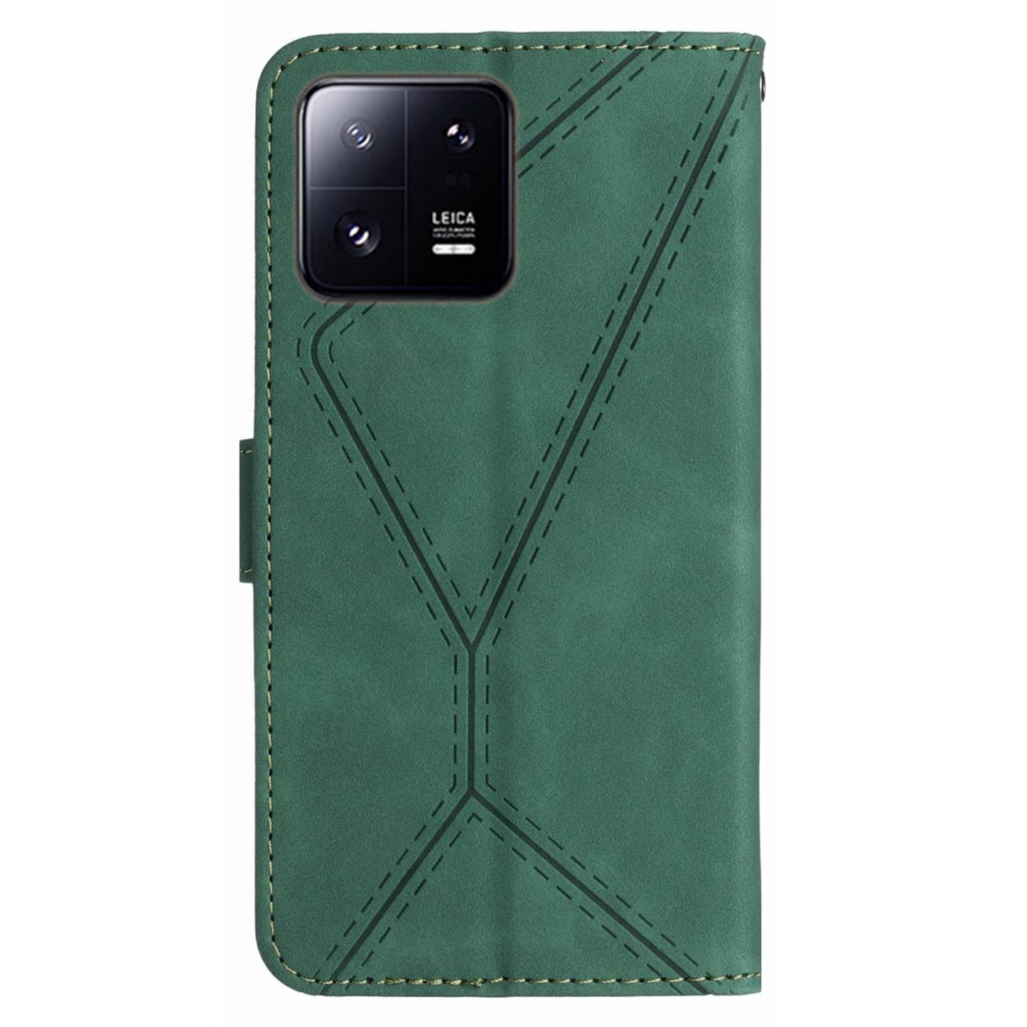 HT05 Skin-touch Phone Case for Xiaomi 13 Pro 5G PU Leather Flip Cover Anti-Drop Wallet Phone Shell with Strap