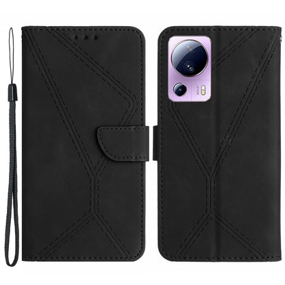 HT05 Phone Case for Xiaomi 13 Lite / Civi 2 5G Leather Flip Cover Skin-touch Wallet Shell with Strap