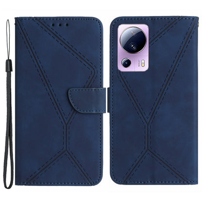 HT05 Phone Case for Xiaomi 13 Lite / Civi 2 5G Leather Flip Cover Skin-touch Wallet Shell with Strap