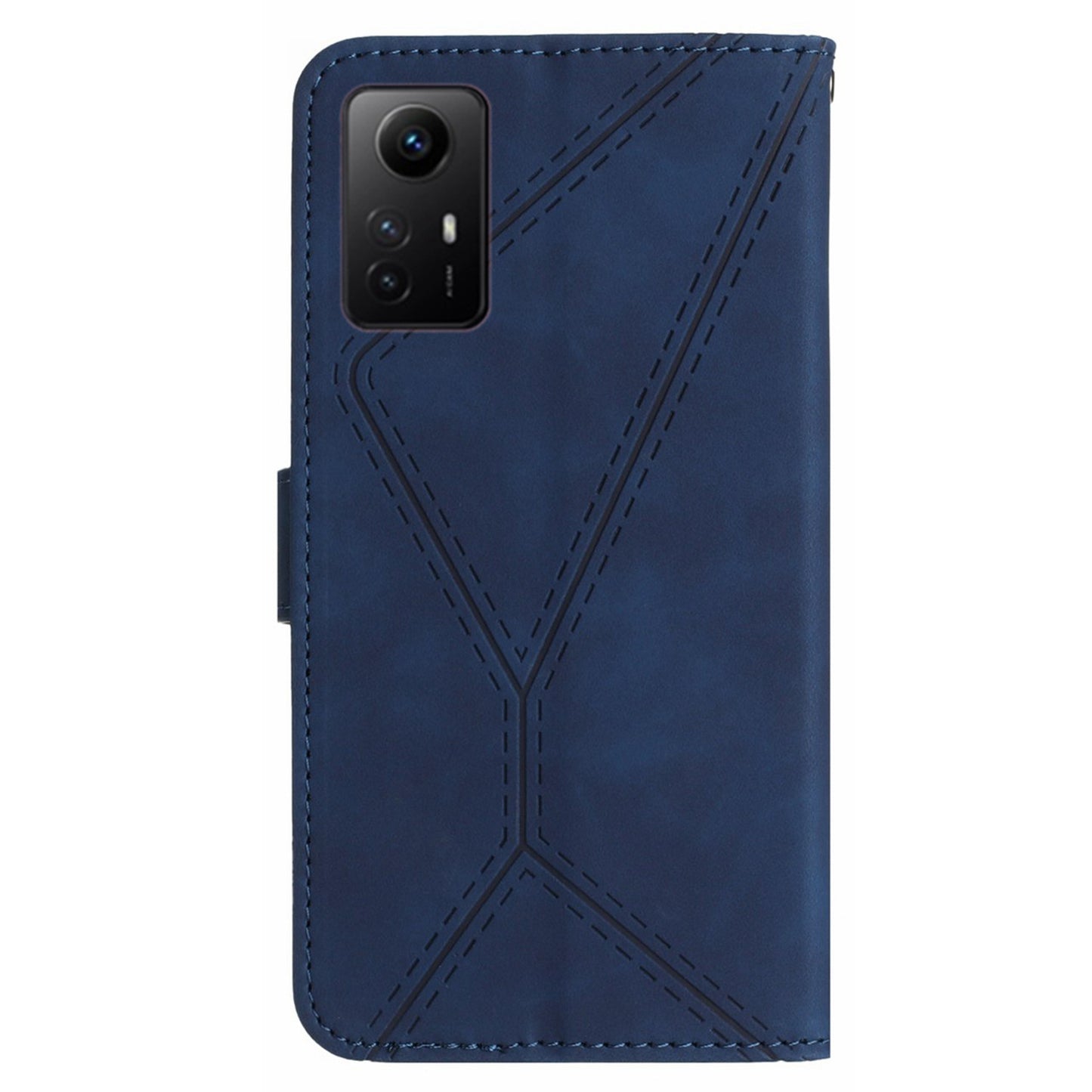 HT05 Phone Case for Xiaomi Redmi Note 12S 4G Wallet Stand Skin-touch Imprinted Line PU Leather Cover