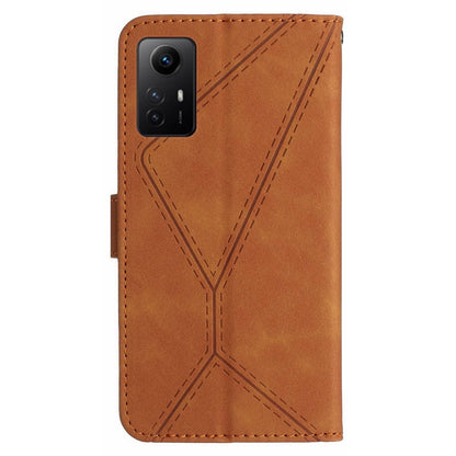 HT05 Phone Case for Xiaomi Redmi Note 12S 4G Wallet Stand Skin-touch Imprinted Line PU Leather Cover