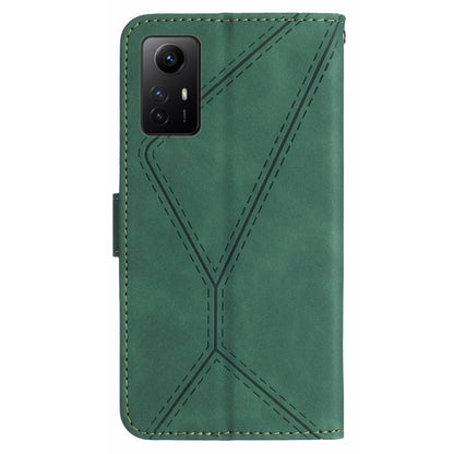 HT05 Phone Case for Xiaomi Redmi Note 12S 4G Wallet Stand Skin-touch Imprinted Line PU Leather Cover