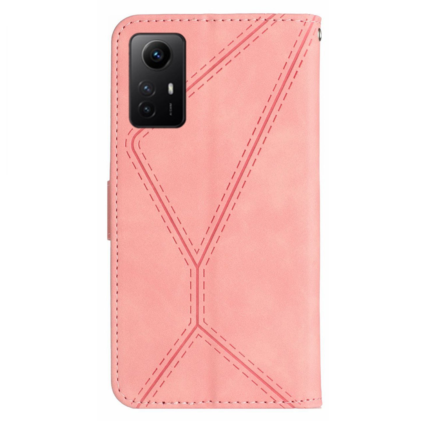 HT05 Phone Case for Xiaomi Redmi Note 12S 4G Wallet Stand Skin-touch Imprinted Line PU Leather Cover