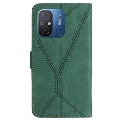 HT05 For Xiaomi Poco C55 4G / Redmi 11A 4G / 12C 4G Phone Case Wallet Stand Skin-touch Imprinted Line PU Leather Cover