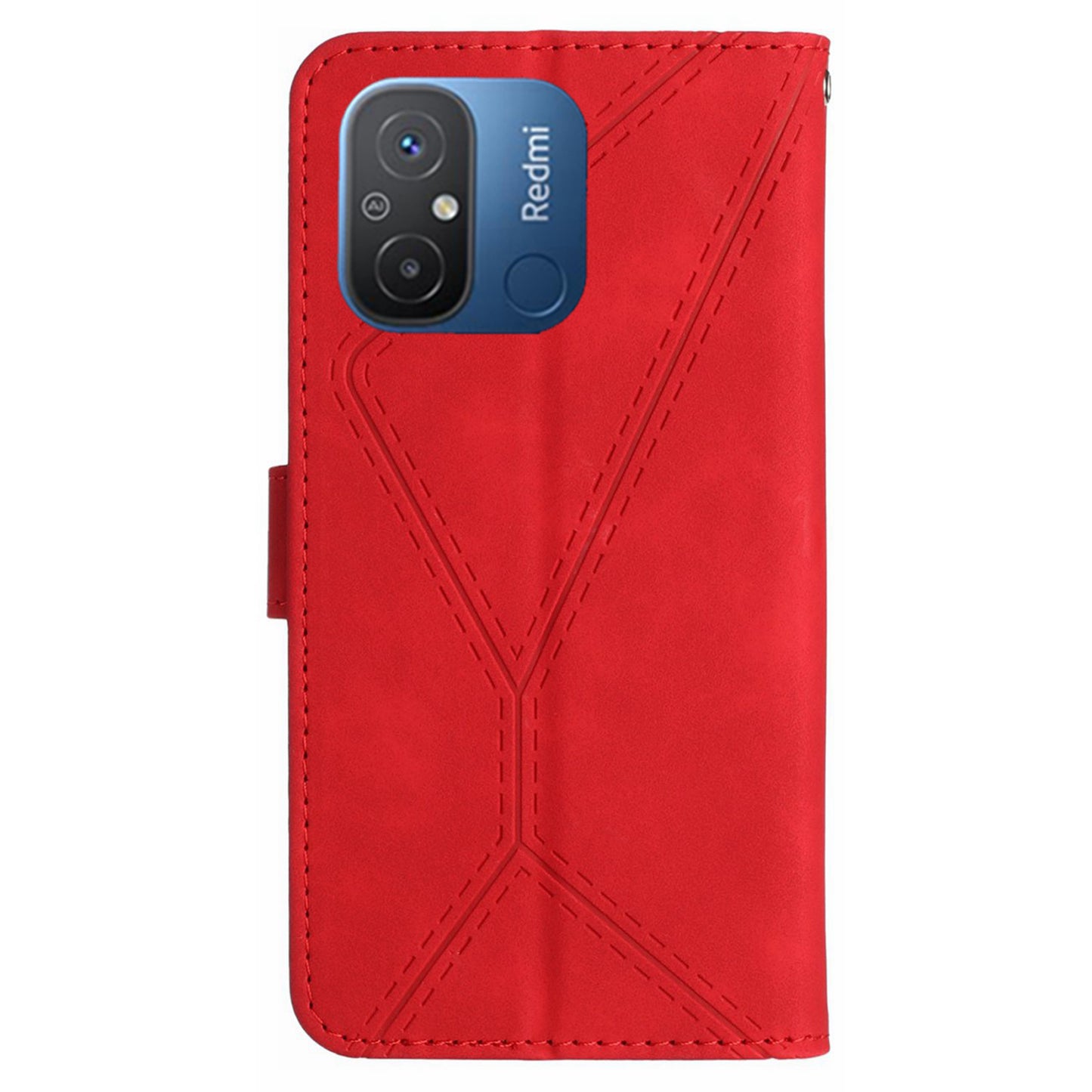 HT05 For Xiaomi Poco C55 4G / Redmi 11A 4G / 12C 4G Phone Case Wallet Stand Skin-touch Imprinted Line PU Leather Cover