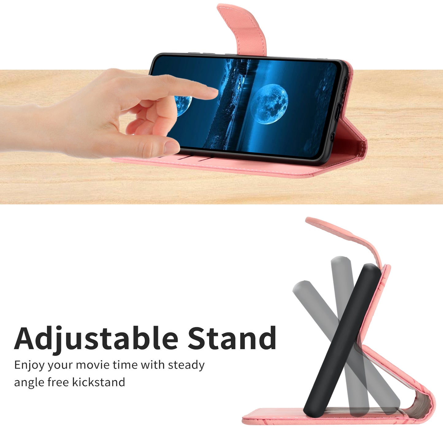 HT05 For Xiaomi Poco C55 4G / Redmi 11A 4G / 12C 4G Phone Case Wallet Stand Skin-touch Imprinted Line PU Leather Cover