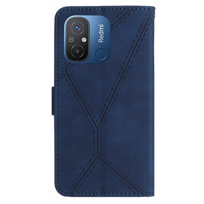 HT05 For Xiaomi Poco C55 4G / Redmi 11A 4G / 12C 4G Phone Case Wallet Stand Skin-touch Imprinted Line PU Leather Cover