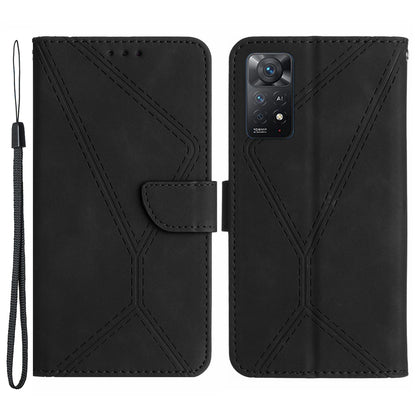 HT05 for Xiaomi Redmi Note 12 Pro 4G / Note 11 Pro 4G (MediaTek) / Note 11 Pro 5G (Qualcomm) Imprinted Line Phone Case Leather Cover Wallet