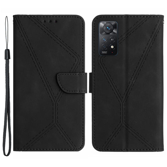 HT05 for Xiaomi Redmi Note 12 Pro 4G / Note 11 Pro 4G (MediaTek) / Note 11 Pro 5G (Qualcomm) Imprinted Line Phone Case Leather Cover Wallet