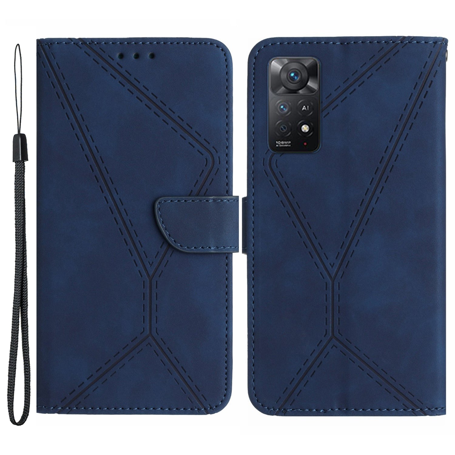 HT05 for Xiaomi Redmi Note 12 Pro 4G / Note 11 Pro 4G (MediaTek) / Note 11 Pro 5G (Qualcomm) Imprinted Line Phone Case Leather Cover Wallet