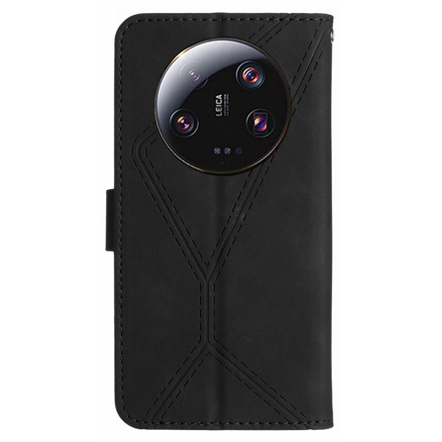 HT05 For Xiaomi 13 Ultra Imprinted Line Skin-touch Phone Case Wallet Stand PU Leather Cover