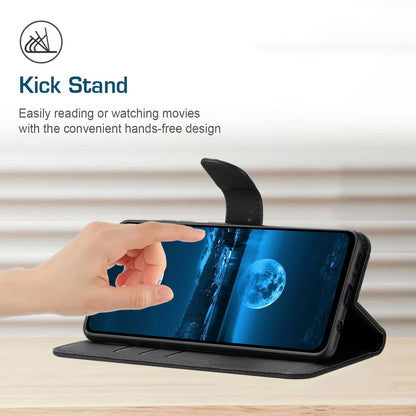 HT05 For Xiaomi 13 Ultra Imprinted Line Skin-touch Phone Case Wallet Stand PU Leather Cover