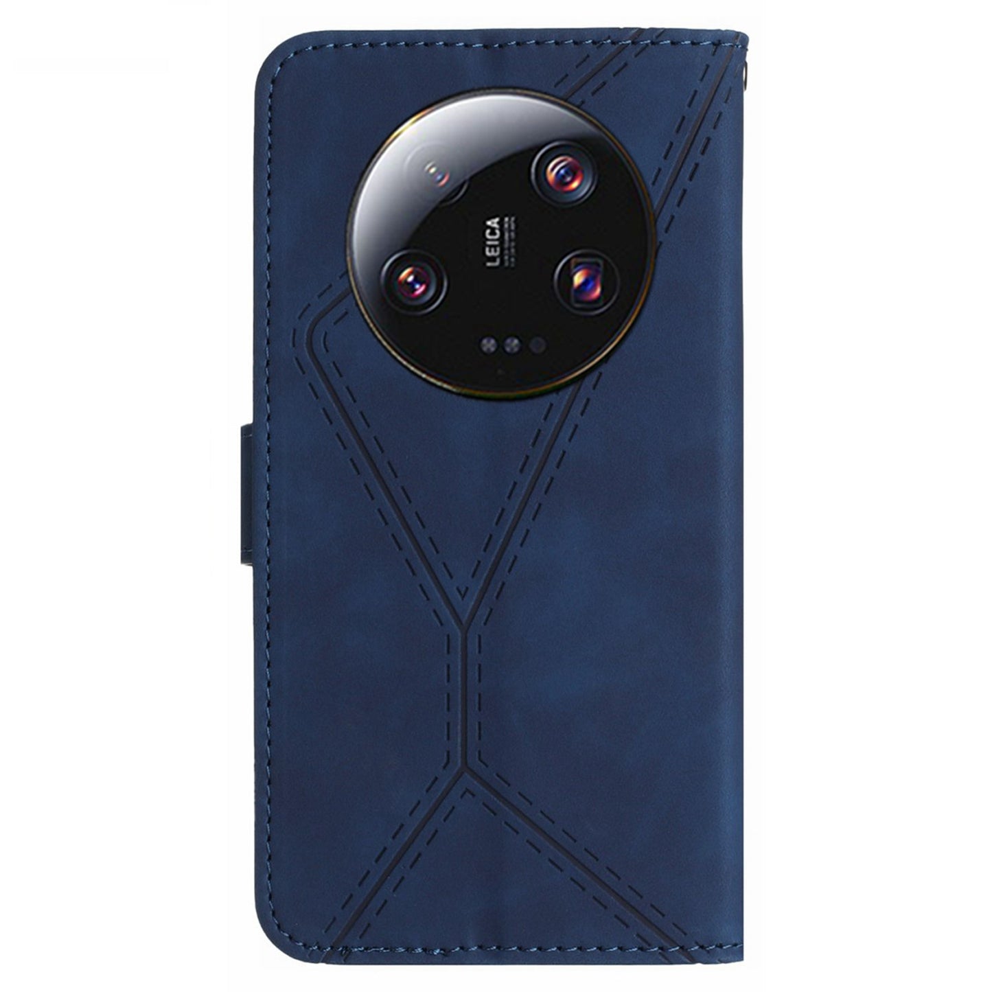 HT05 For Xiaomi 13 Ultra Imprinted Line Skin-touch Phone Case Wallet Stand PU Leather Cover