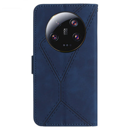 HT05 For Xiaomi 13 Ultra Imprinted Line Skin-touch Phone Case Wallet Stand PU Leather Cover